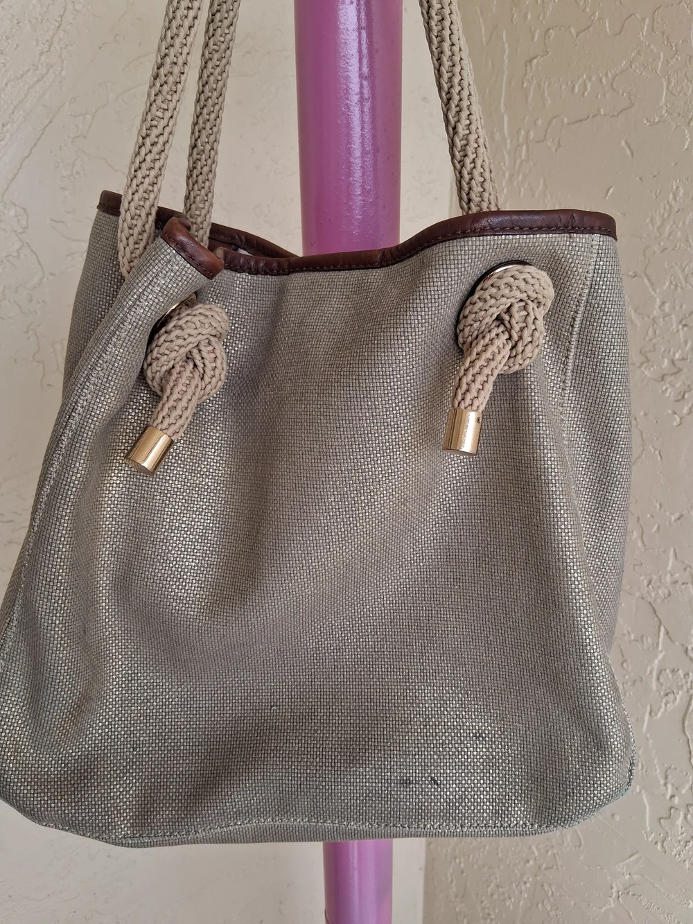 Michael Kors Metallic Tote Bag with Rope Handles